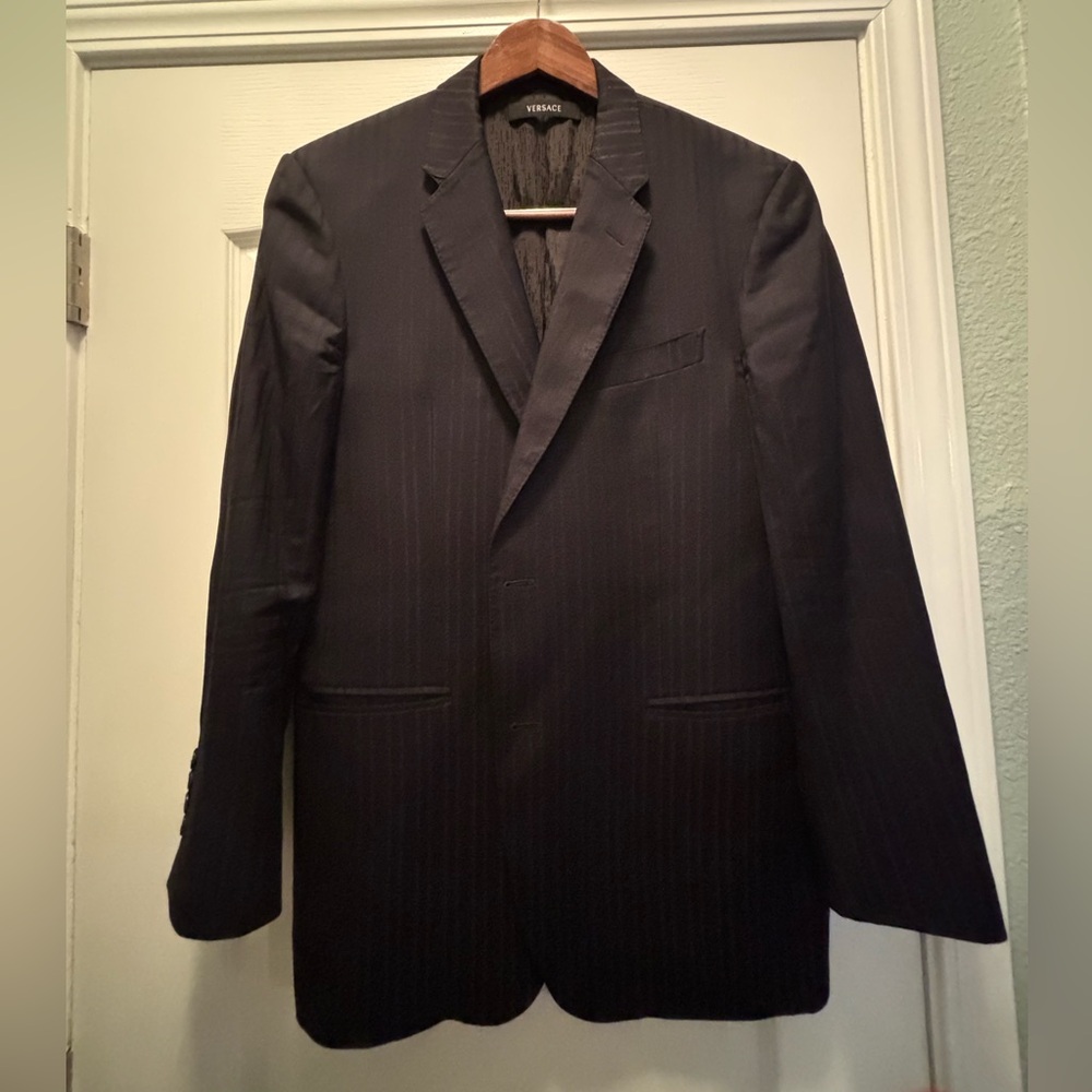 Versace Black on Black pinstripe Men's Blazer.